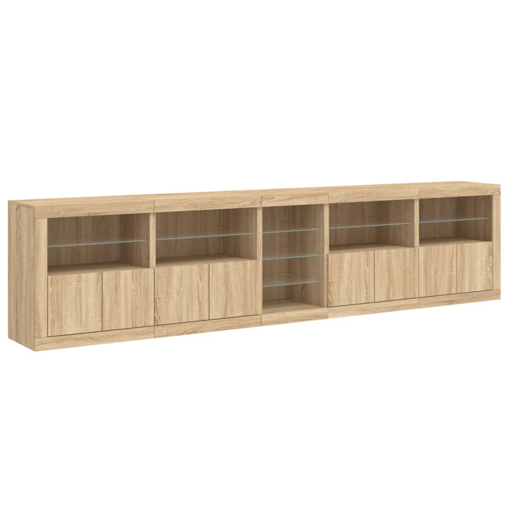 Dressoir met LED-verlichting 283x37x67 cm sonoma eikenkleurig