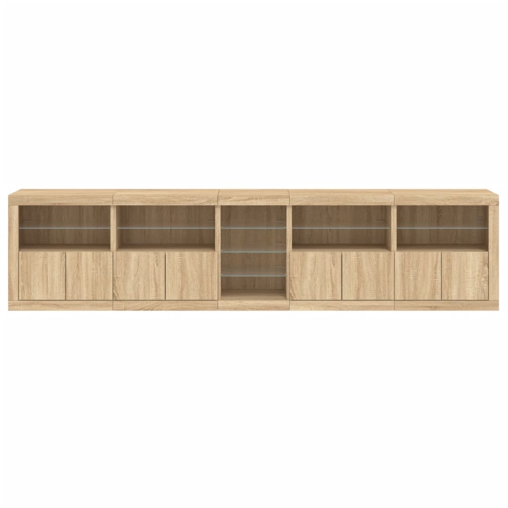 Dressoir met LED-verlichting 283x37x67 cm sonoma eikenkleurig