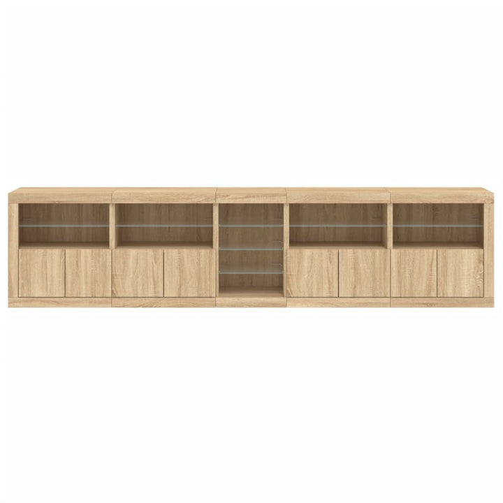 Dressoir met LED-verlichting 283x37x67 cm sonoma eikenkleurig