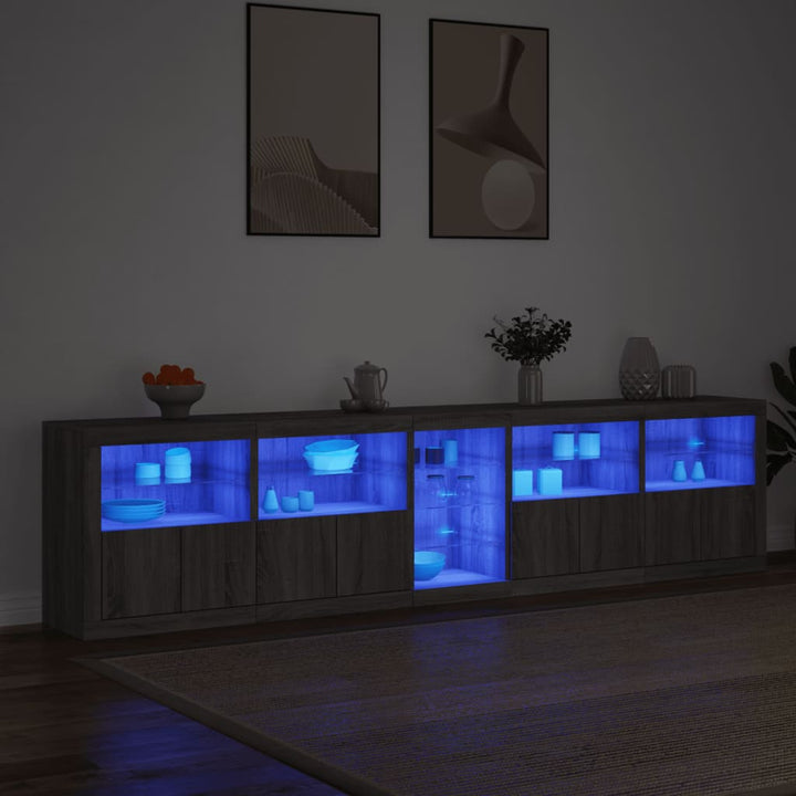 Dressoir met LED-verlichting 283x37x67 cm grijs sonoma eiken