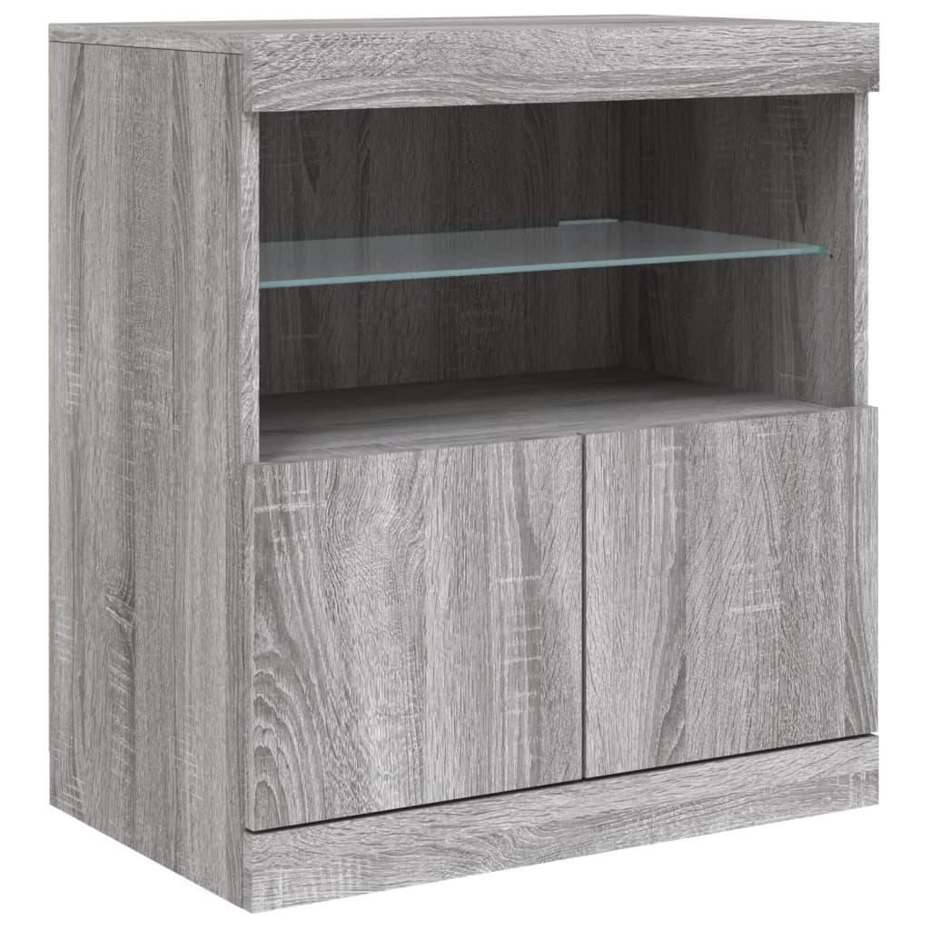 Dressoir met LED-verlichting 283x37x67 cm grijs sonoma eiken