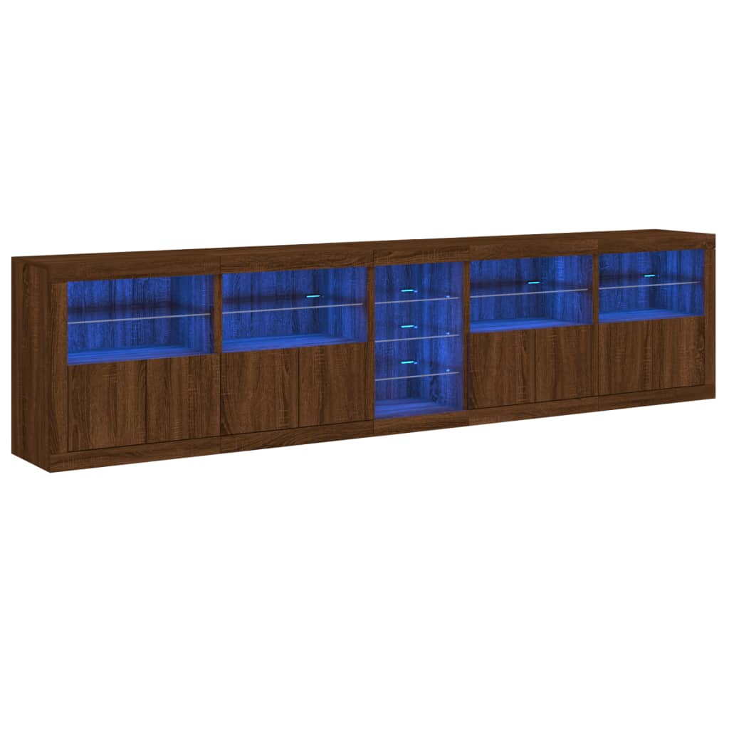 Dressoir met LED-verlichting 283x37x67 cm bruin eikenkleur