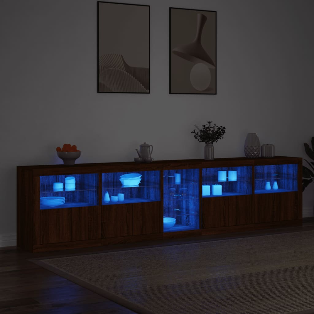 Dressoir met LED-verlichting 283x37x67 cm bruin eikenkleur