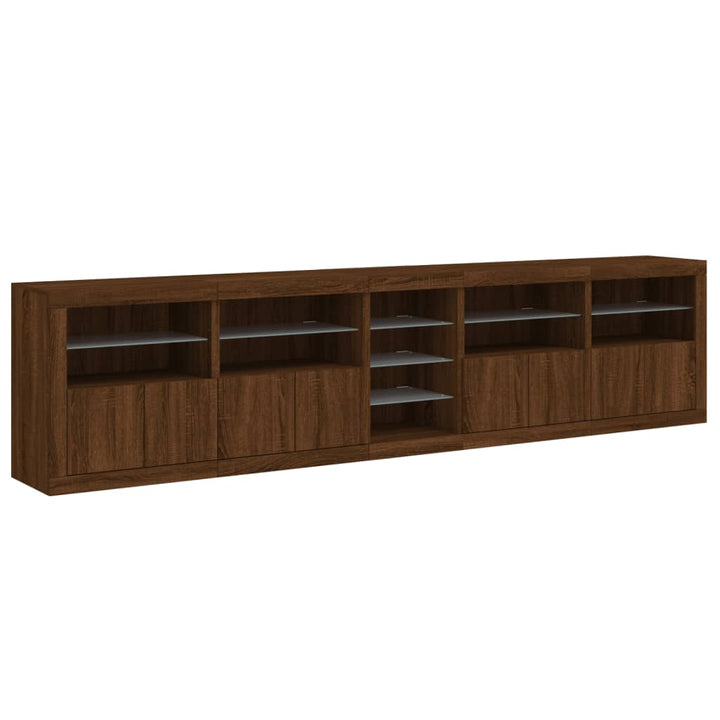 Dressoir met LED-verlichting 283x37x67 cm bruin eikenkleur