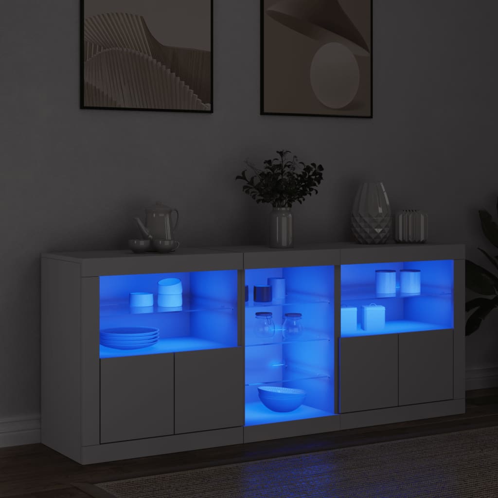 Dressoir met LED-verlichting 162x37x67 cm wit