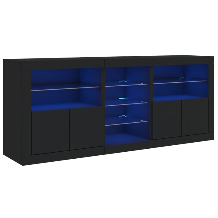 Dressoir met LED-verlichting 162x37x67 cm zwart