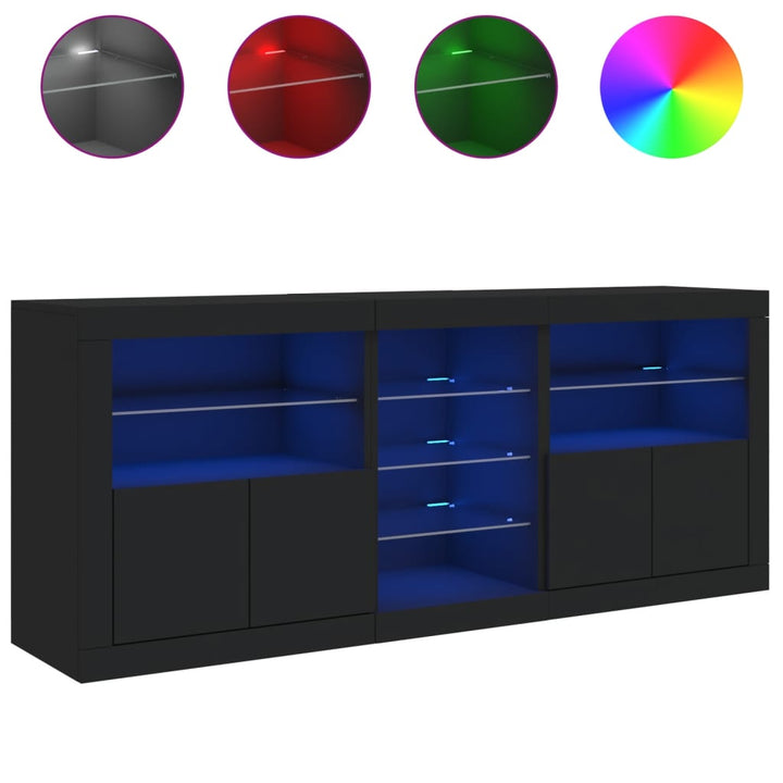 Dressoir met LED-verlichting 162x37x67 cm zwart