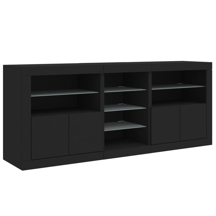 Dressoir met LED-verlichting 162x37x67 cm zwart