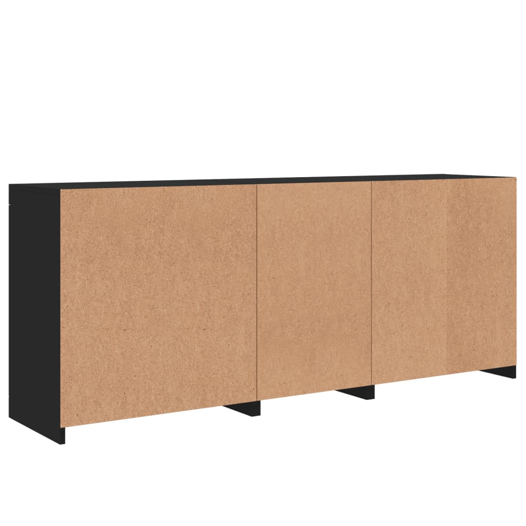 Dressoir met LED-verlichting 162x37x67 cm zwart