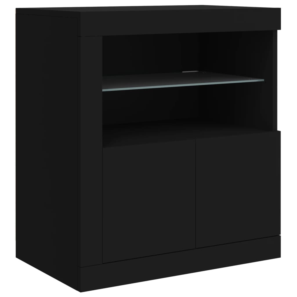 Dressoir met LED-verlichting 162x37x67 cm zwart