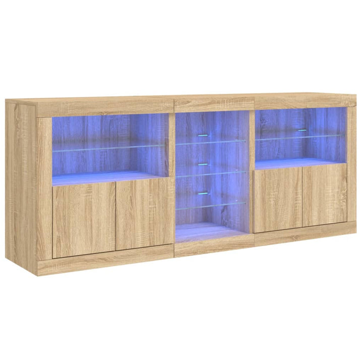 Dressoir met LED-verlichting 162x37x67 cm sonoma eikenkleurig