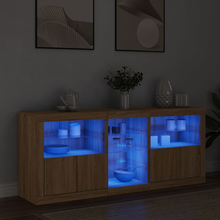 Dressoir met LED-verlichting 162x37x67 cm sonoma eikenkleurig