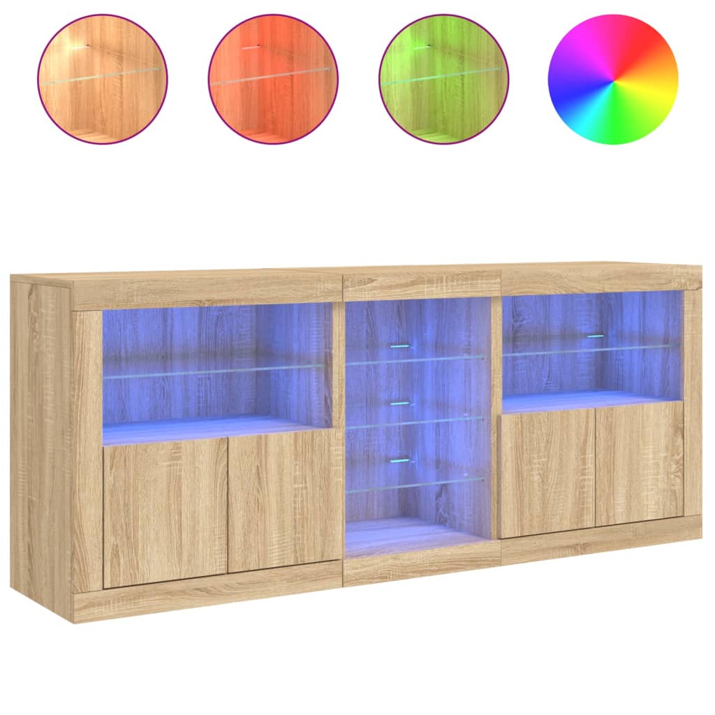 Dressoir met LED-verlichting 162x37x67 cm sonoma eikenkleurig