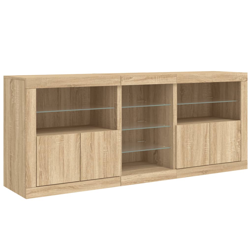 Dressoir met LED-verlichting 162x37x67 cm sonoma eikenkleurig