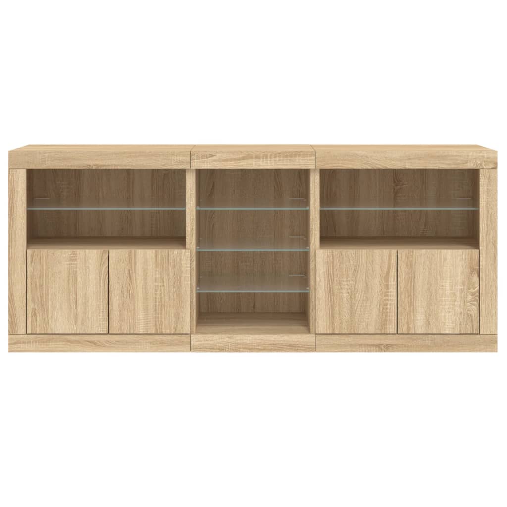 Dressoir met LED-verlichting 162x37x67 cm sonoma eikenkleurig