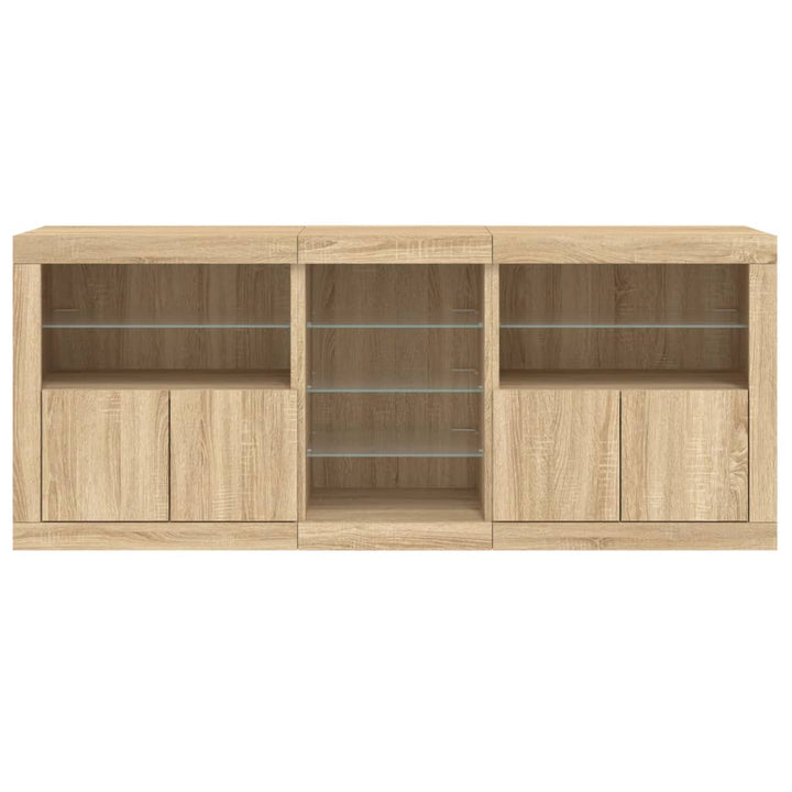 Dressoir met LED-verlichting 162x37x67 cm sonoma eikenkleurig