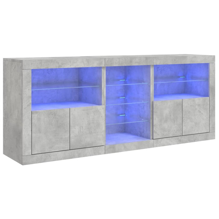 Dressoir met LED-verlichting 162x37x67 cm betongrijs