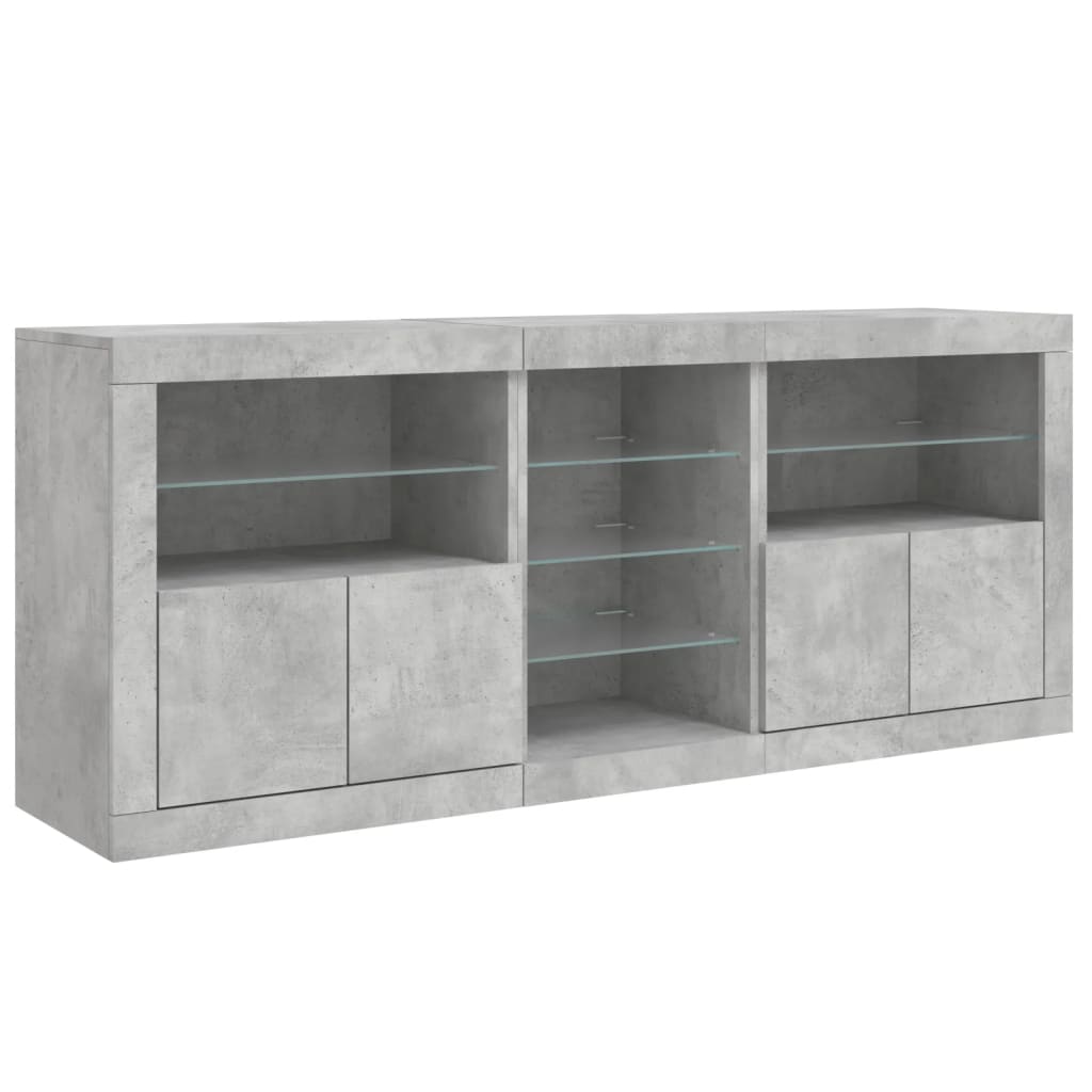 Dressoir met LED-verlichting 162x37x67 cm betongrijs