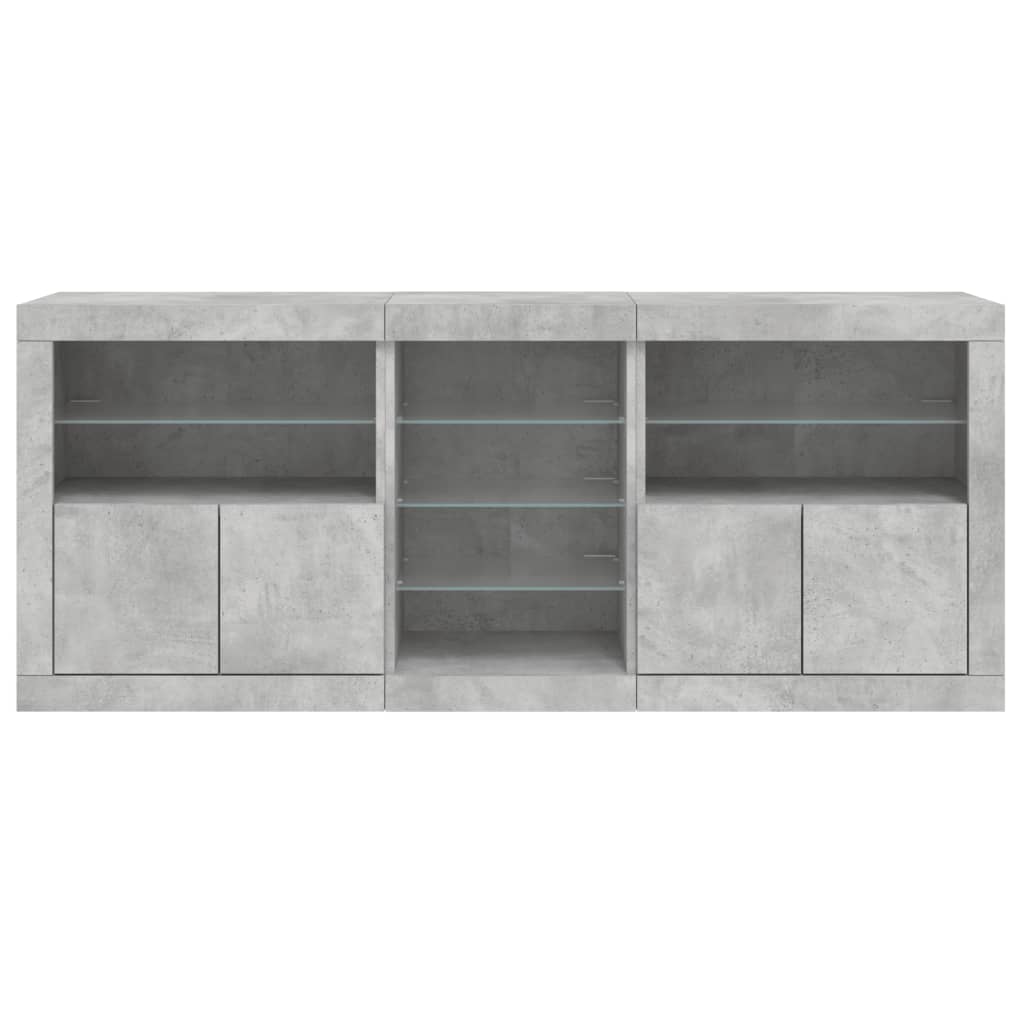 Dressoir met LED-verlichting 162x37x67 cm betongrijs