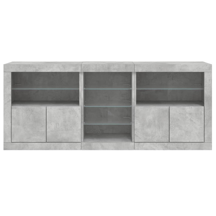 Dressoir met LED-verlichting 162x37x67 cm betongrijs