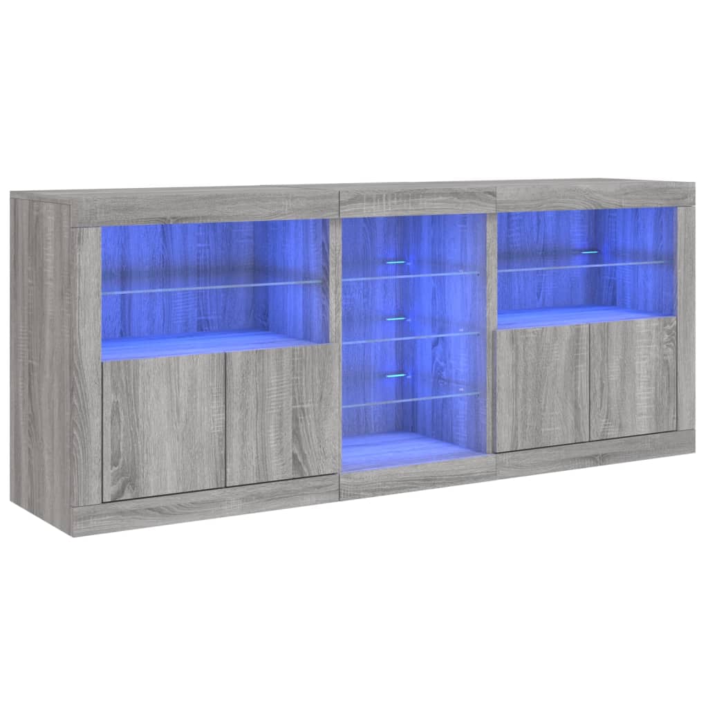 Dressoir met LED-verlichting 162x37x67 cm grijs sonoma