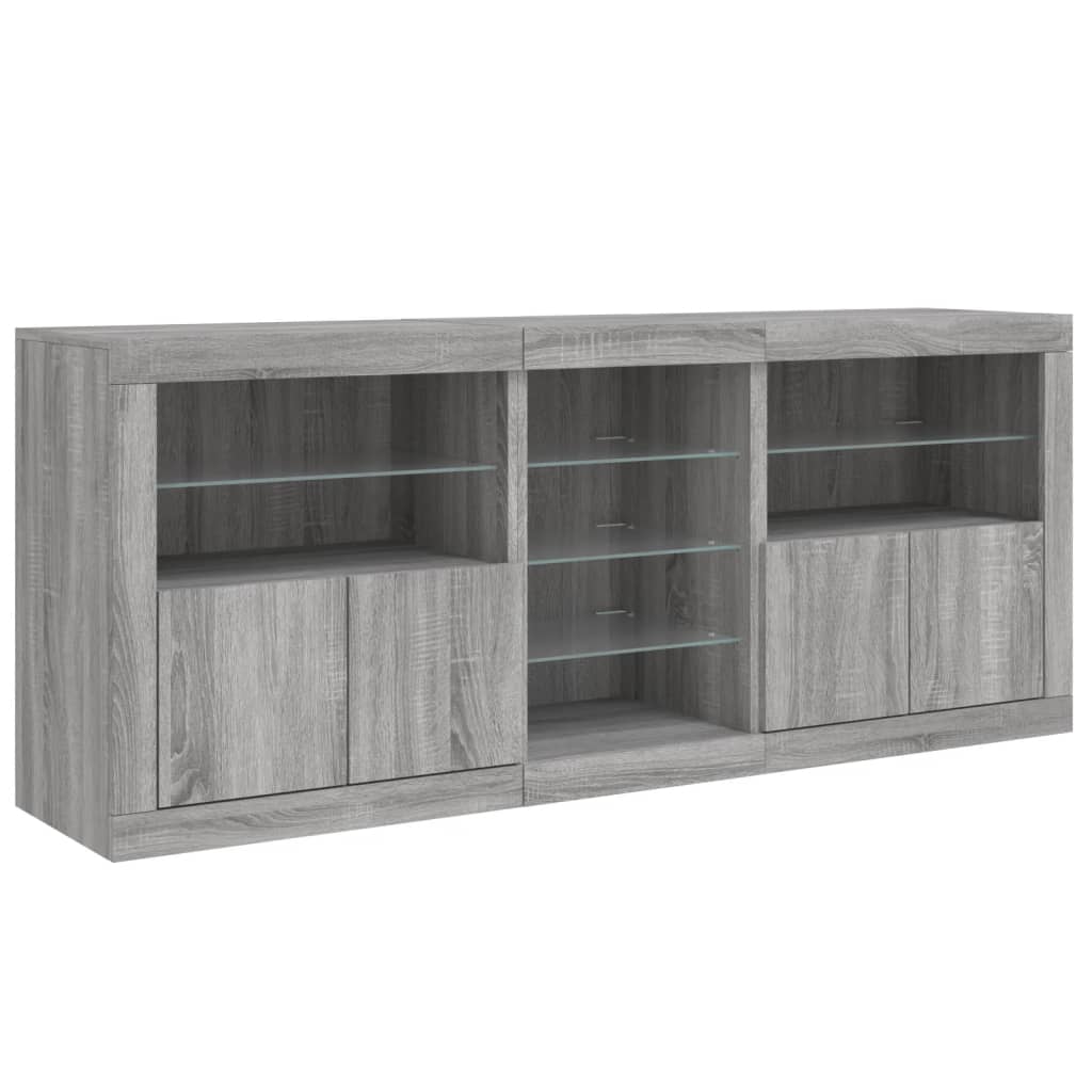 Dressoir met LED-verlichting 162x37x67 cm grijs sonoma