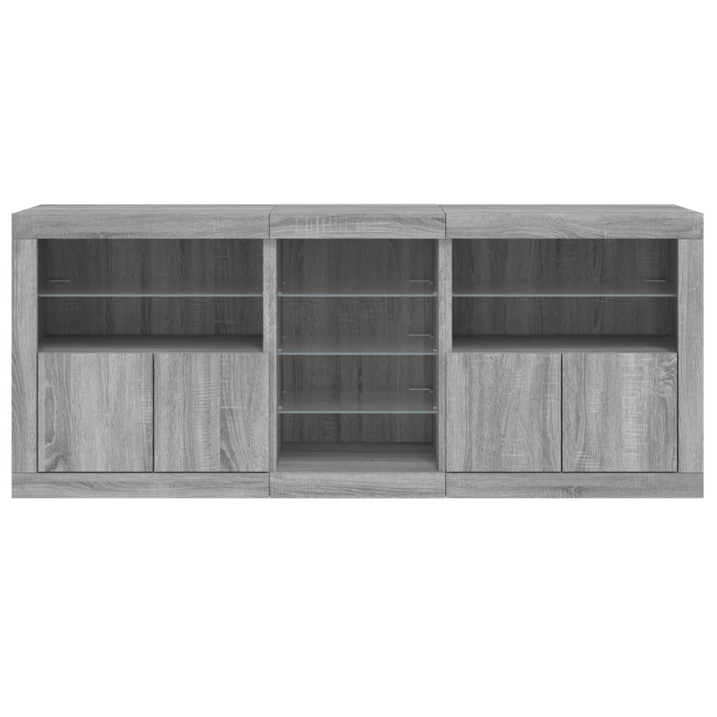 Dressoir met LED-verlichting 162x37x67 cm grijs sonoma