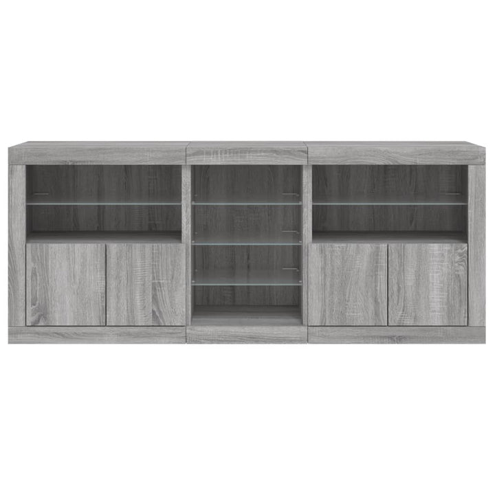 Dressoir met LED-verlichting 162x37x67 cm grijs sonoma