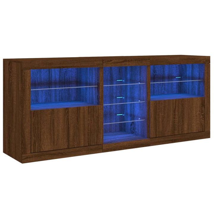 Dressoir met LED-verlichting 162x37x67 cm bruin eikenkleur