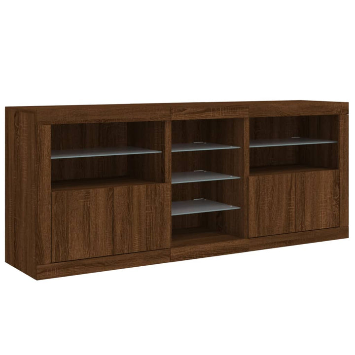 Dressoir met LED-verlichting 162x37x67 cm bruin eikenkleur