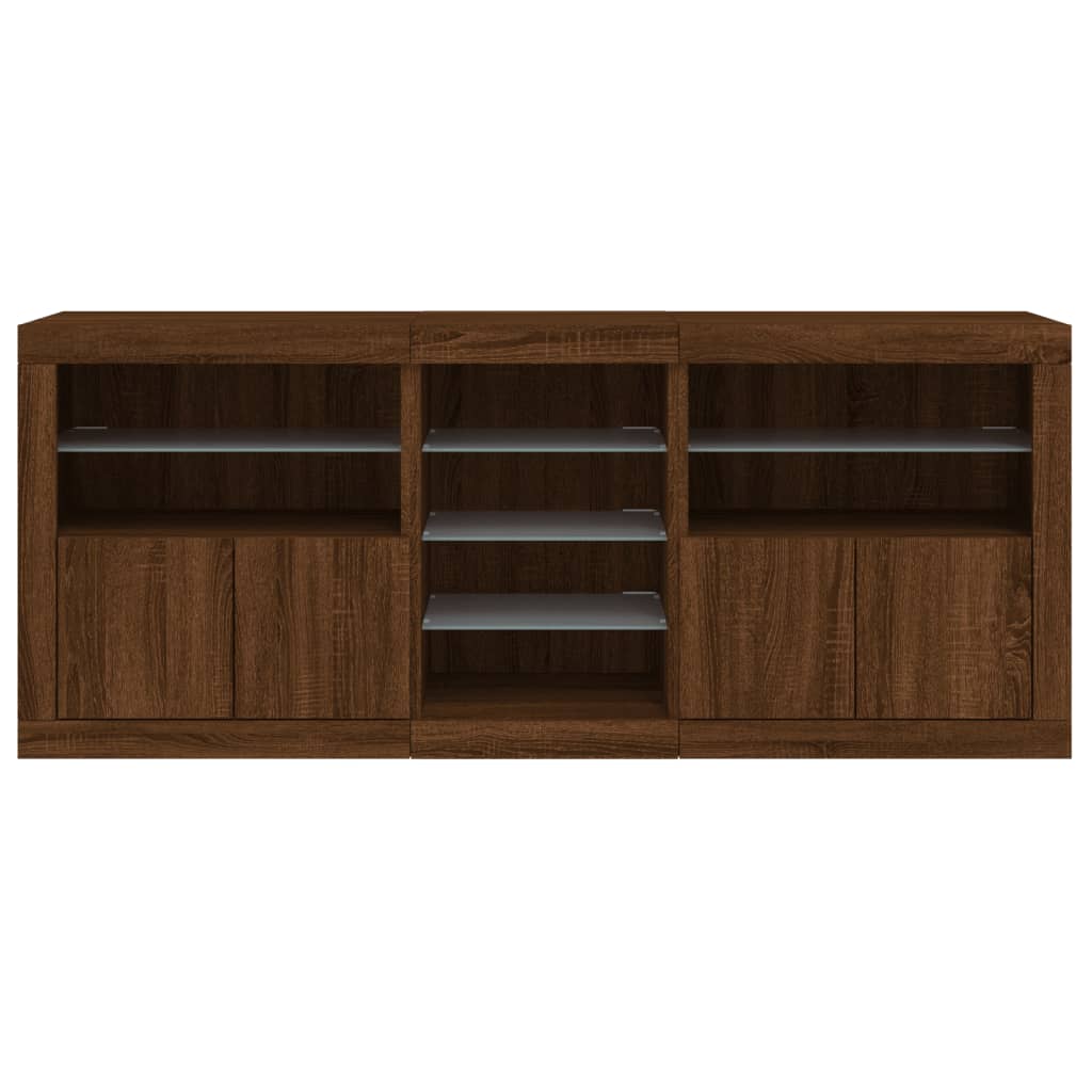 Dressoir met LED-verlichting 162x37x67 cm bruin eikenkleur