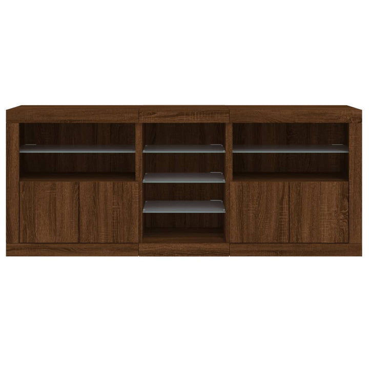 Dressoir met LED-verlichting 162x37x67 cm bruin eikenkleur