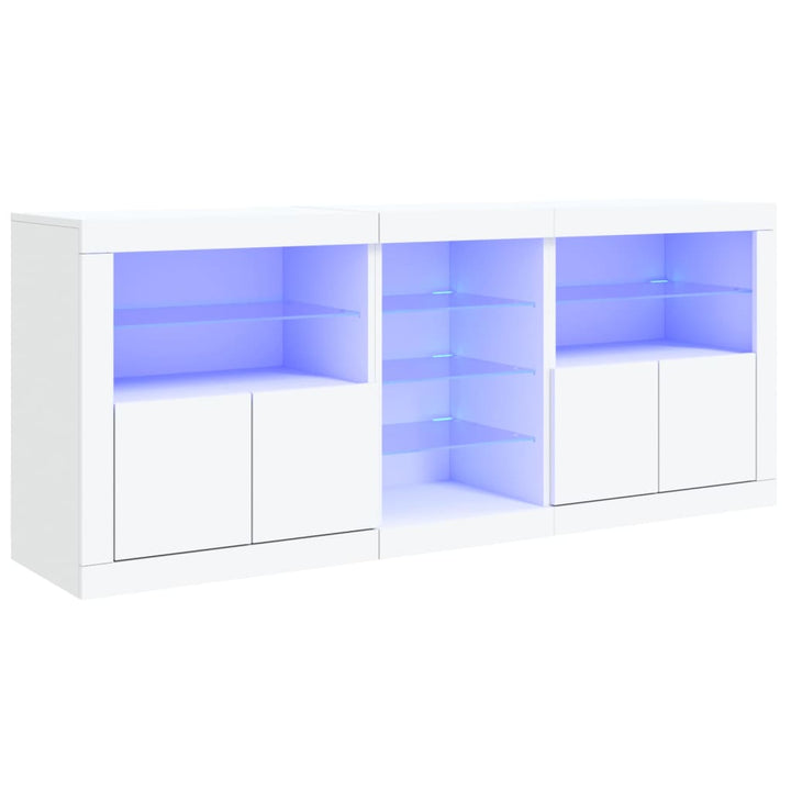 Dressoir met LED-verlichting 181,5x37x67 cm wit