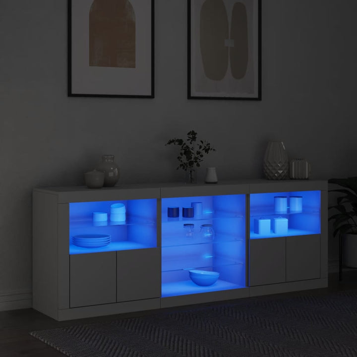 Dressoir met LED-verlichting 181,5x37x67 cm wit