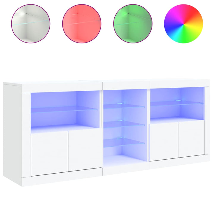 Dressoir met LED-verlichting 181,5x37x67 cm wit