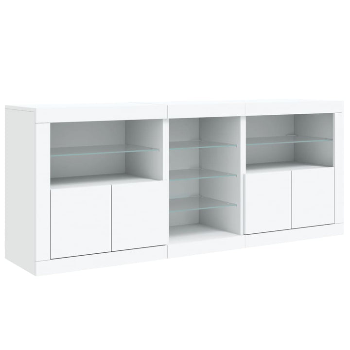 Dressoir met LED-verlichting 181,5x37x67 cm wit