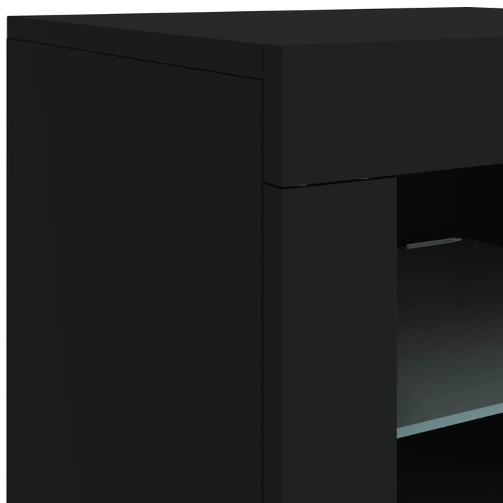 Dressoir met LED-verlichting 181,5x37x67 cm zwart