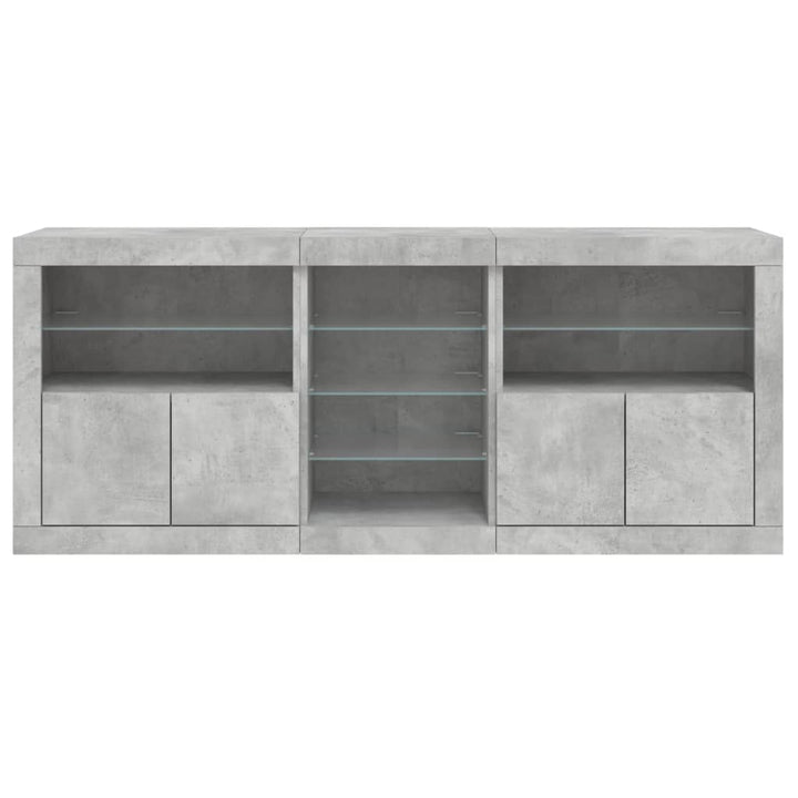 Dressoir met LED-verlichting 181,5x37x67 cm betongrijs