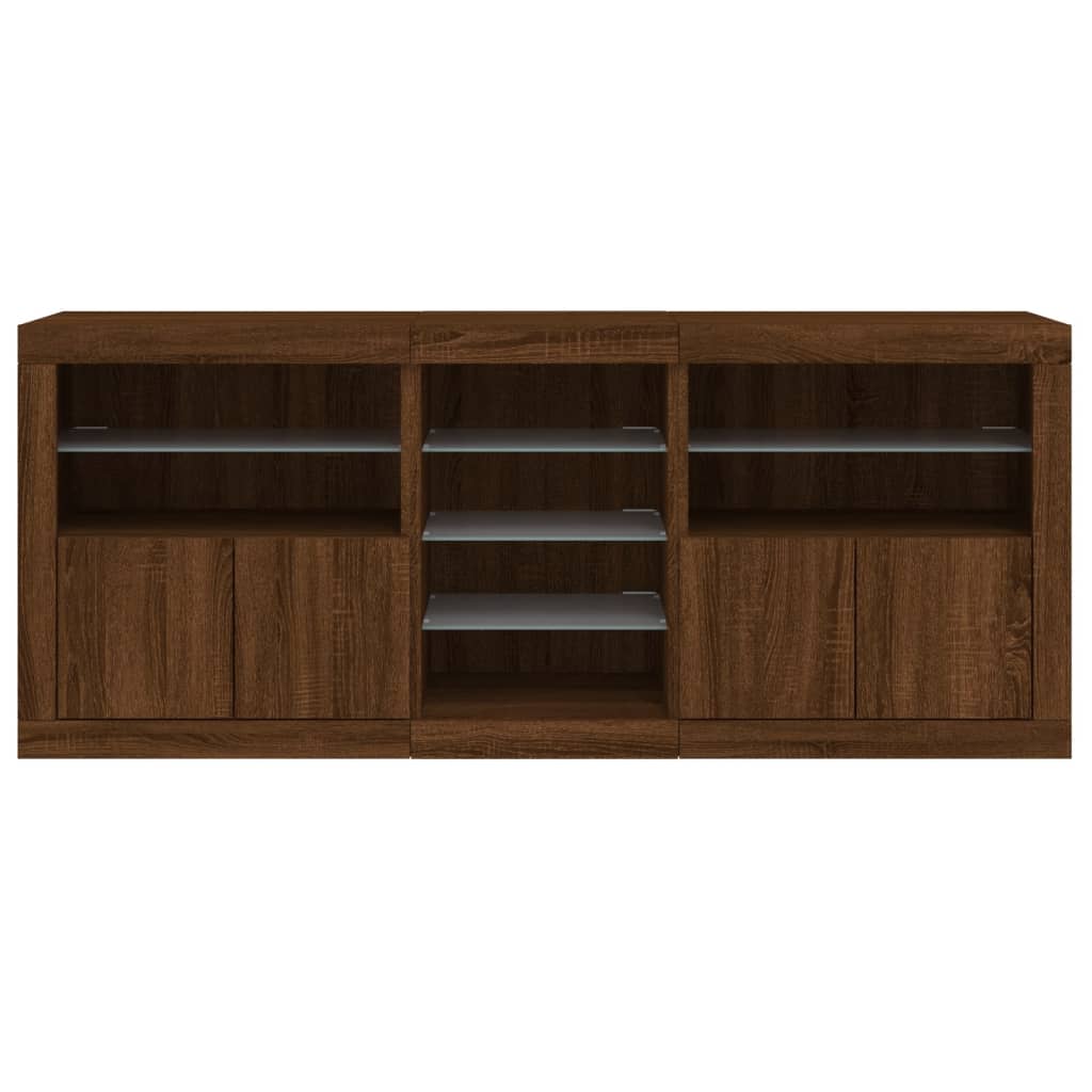 Dressoir met LED-verlichting 181,5x37x67 cm bruin eikenkleur