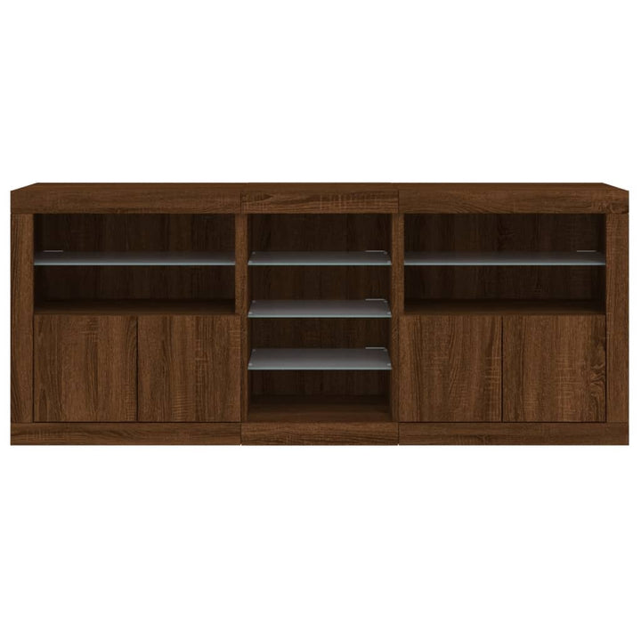 Dressoir met LED-verlichting 181,5x37x67 cm bruin eikenkleur