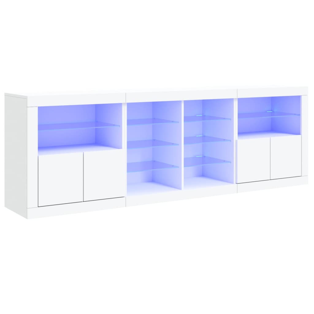 Dressoir met LED-verlichting 202x37x67 cm wit