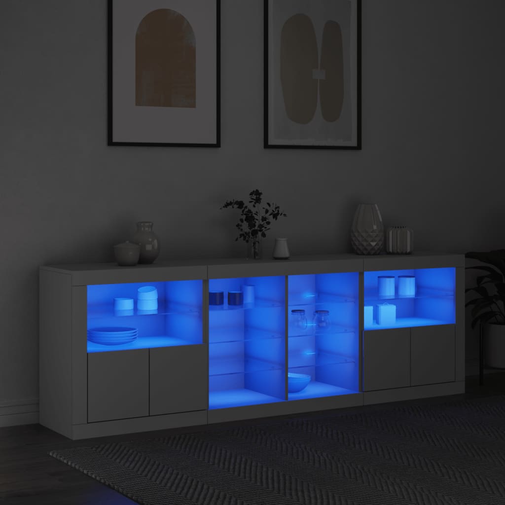 Dressoir met LED-verlichting 202x37x67 cm wit