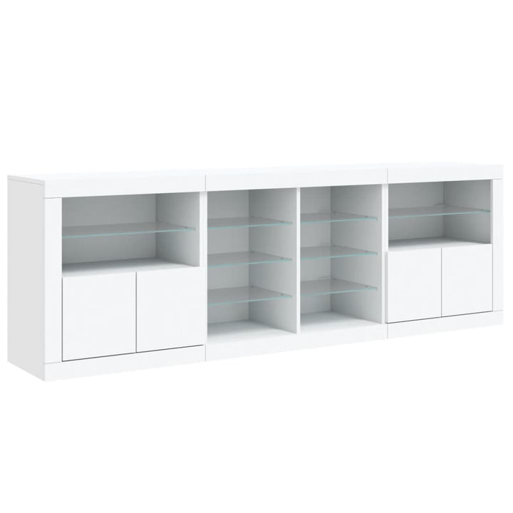 Dressoir met LED-verlichting 202x37x67 cm wit