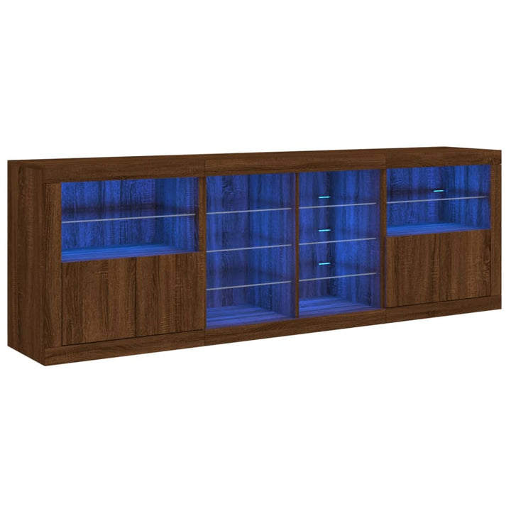 Dressoir met LED-verlichting 202x37x67 cm bruin eikenkleur