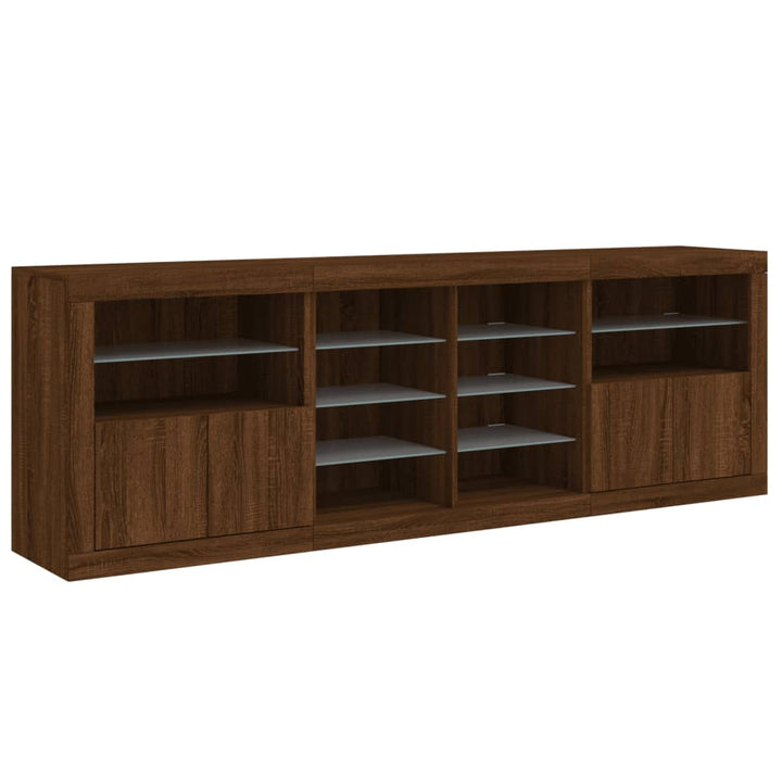 Dressoir met LED-verlichting 202x37x67 cm bruin eikenkleur