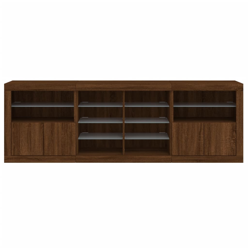 Dressoir met LED-verlichting 202x37x67 cm bruin eikenkleur