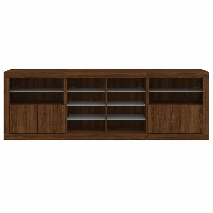 Dressoir met LED-verlichting 202x37x67 cm bruin eikenkleur