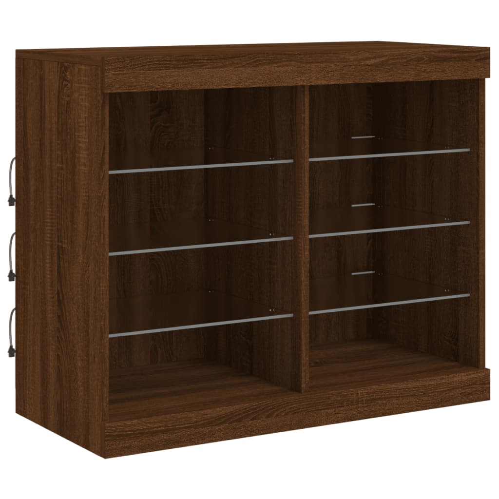 Dressoir met LED-verlichting 202x37x67 cm bruin eikenkleur