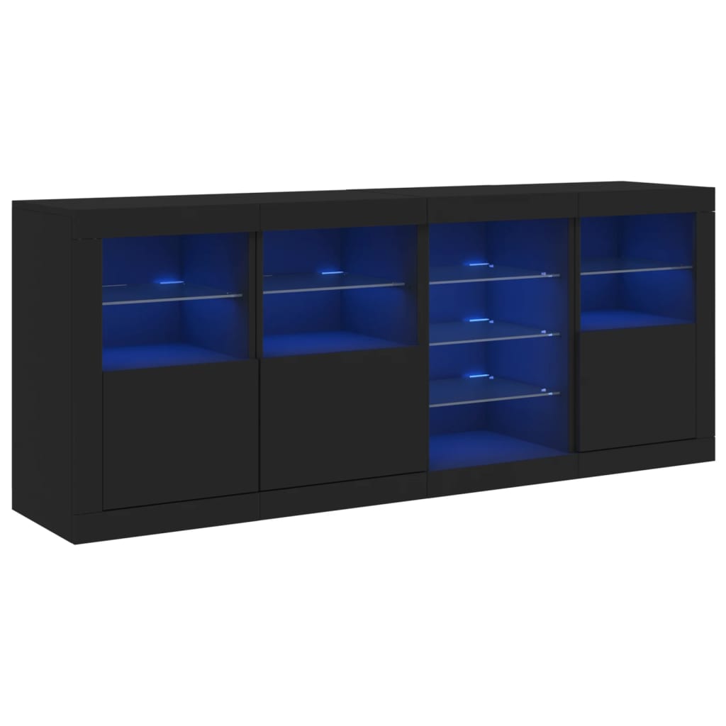 Dressoir met LED-verlichting 164x37x67 cm zwart