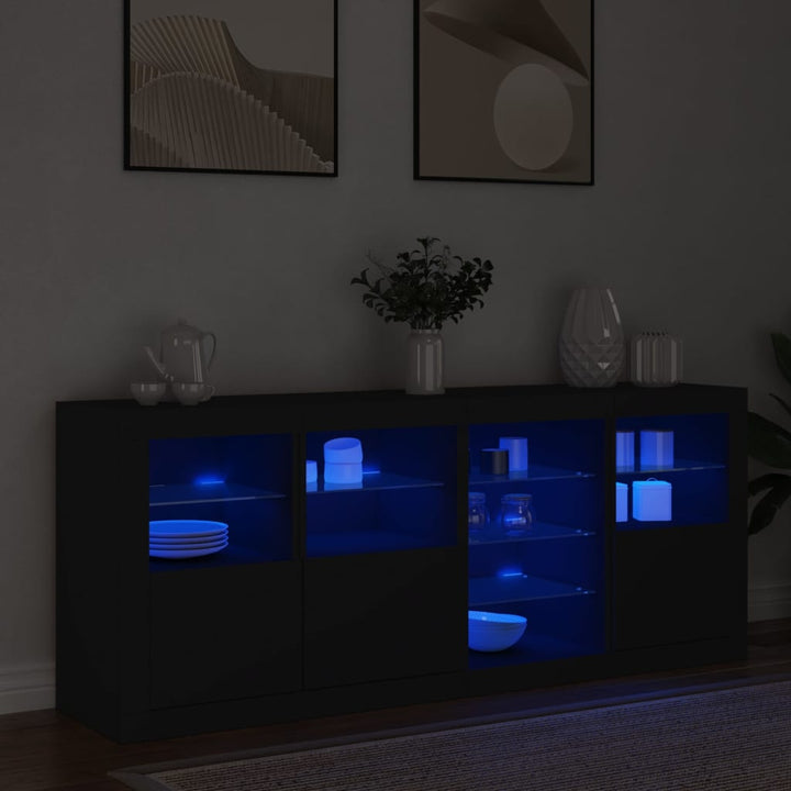 Dressoir met LED-verlichting 164x37x67 cm zwart